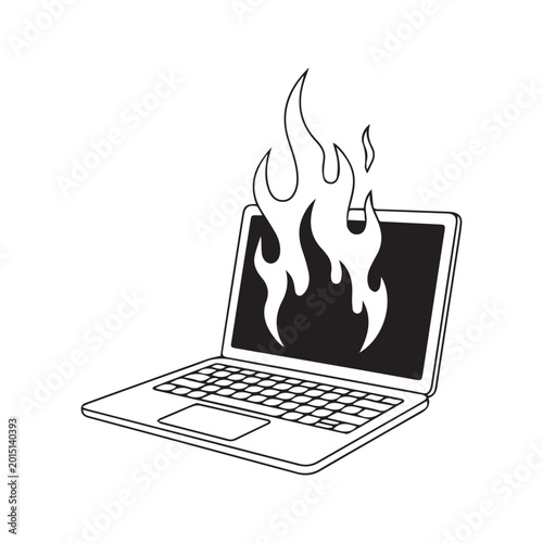 Obraz na płótnie Burning laptop computer illustration