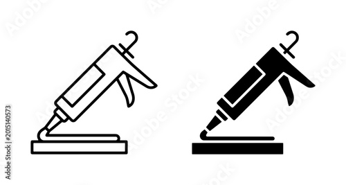 Foto Caulking Gun Icons, Sealant Applicator Vector Graphics, Construction Tool Set, D