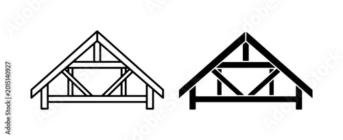 Φωτογραφία Roof Truss Vector Icons, Architectural Structure Elements, Building Frame Design