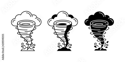 Фотография Tornado Icons, Hurricane Symbols, Twister Vector Graphics, Weather Phenomena Set