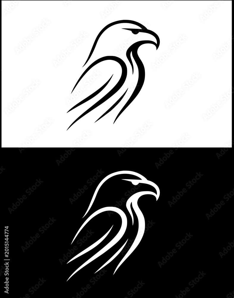 Obraz premium Minimalist eagle icon or logo, with original and inverted design
