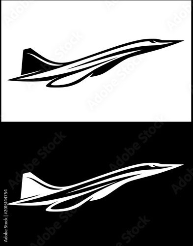 Foto Minimalist Concorde icon or logo, with original and inverted design
