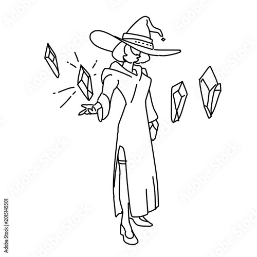 Tableau sur toile Witch levitating crystals