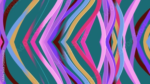 Vibrant abstract pattern with colorful wavy lines on teal background