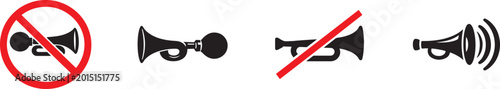 Konstfotografi Horn vector illustrations set featuring beep icons, sound alert symbols, and horn icon designs