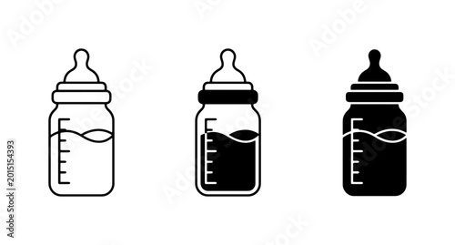 Konstfotografi Baby Bottle Icons, Infant Feeding Supplies, Vector Graphics