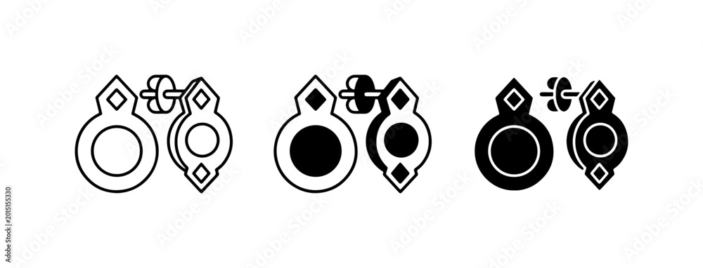 Εκτύπωση καμβά Earring Icons Set, Jewelry Symbols, Fashion Accessories, Minimalist Design, Vect