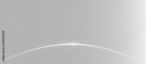 Tableau sur toile Realistic minimalist sunrise horizon set, atmospheric glowing arc with star burs