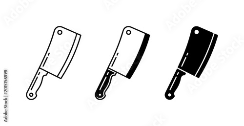 Cuadro en lienzo Butcher Knives Vector Icons Set, Meat Cleaver Tools, Kitchen Utensils Collection