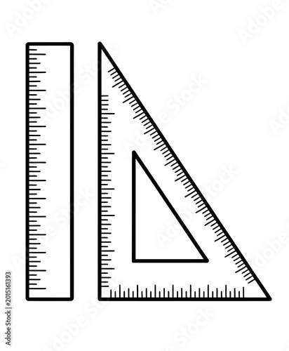 Fotografía Set of drafting triangles and ruler illustration