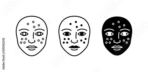 Photos Acne Face Icons, Skin Blemishes Vector Set, Pimple Spots Medical Graphics