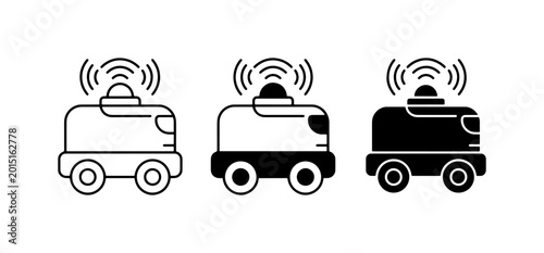 Autonomous Delivery Robot Icons, Smart Vehicle Set, Futuristic Logistics Technology