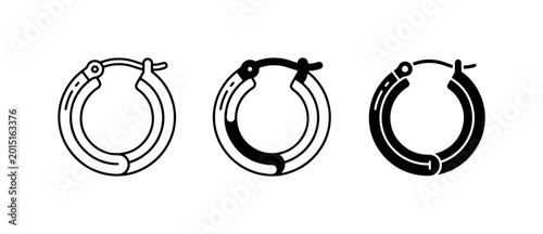 Fotografi Hoop Earrings, Jewelry Icons, Classic Accessories, Fashion Elements, Vector Set
