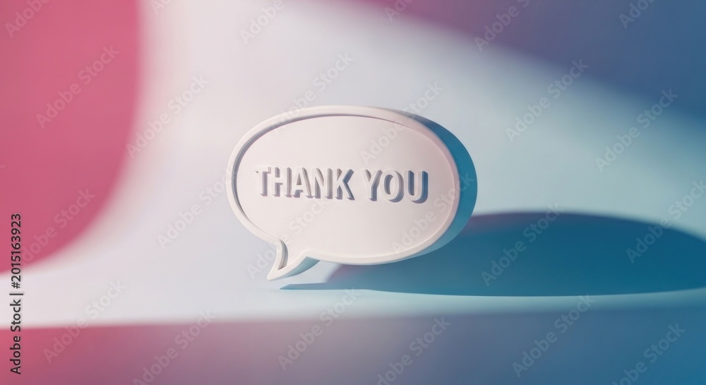 Fototapeta premium Thank You Speech Bubble with Soft Lighting and Shadows.