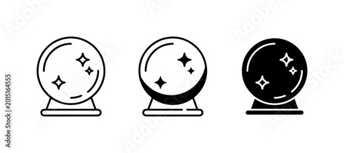 Photos Crystal Ball Icons, Fortune Telling Orb Graphics, Future Prediction Symbols, Set