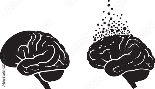 Canvastavla Mind dissolving into particles silhouette, stress release concept