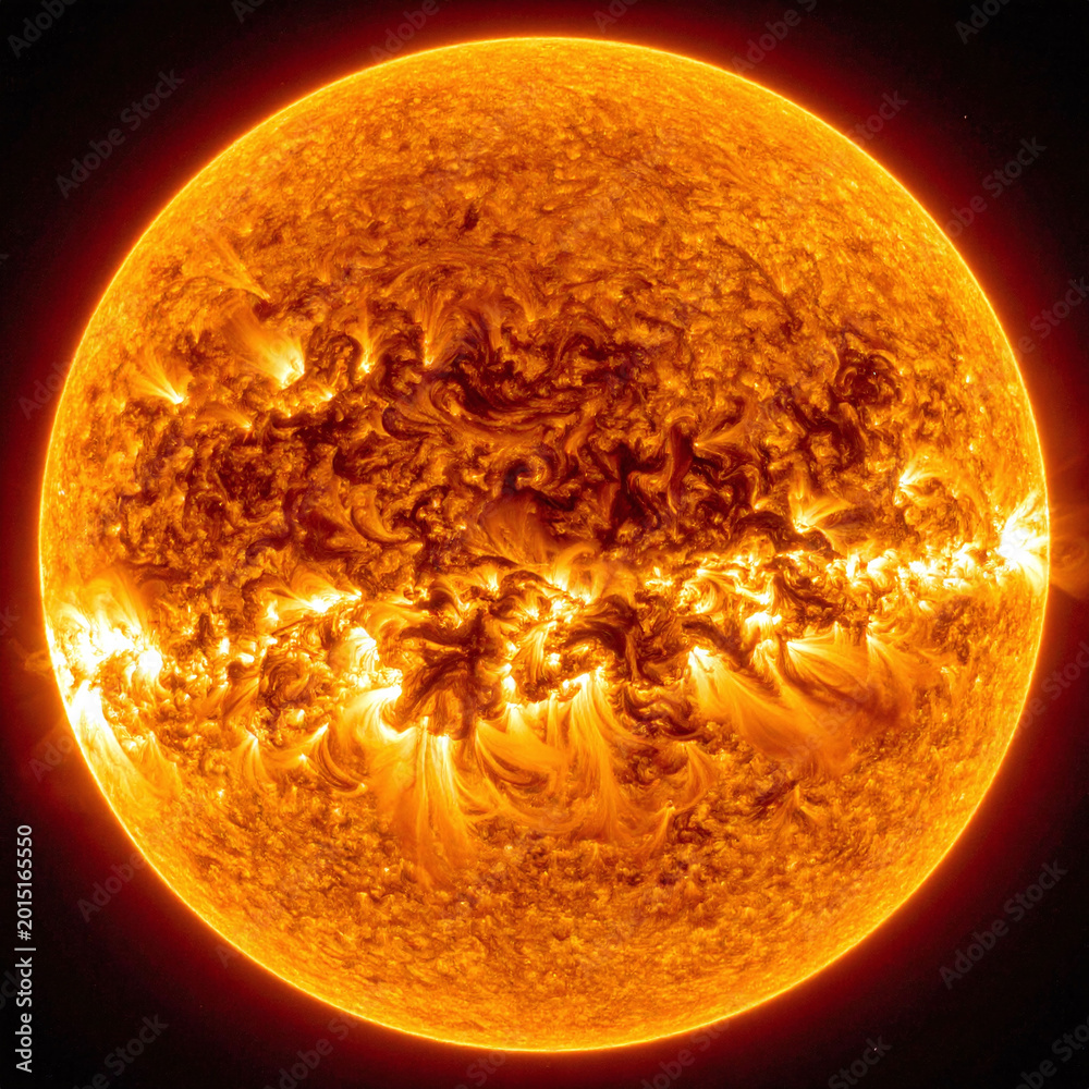 Fototapeta premium Experience the raw power of the sun with this detailed highresolution image of solar flares and magnetic loops. A perfect metaphor for energy and discovery in science and spacethemed media.