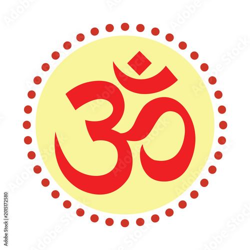 Red Hindu Om Symbol Vector Design on Background
