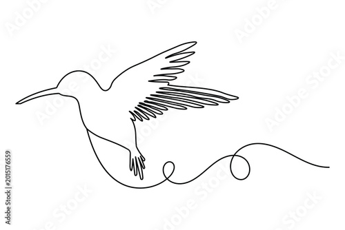 Flying bird continuous one line art drawing in a minimalist modern outline style