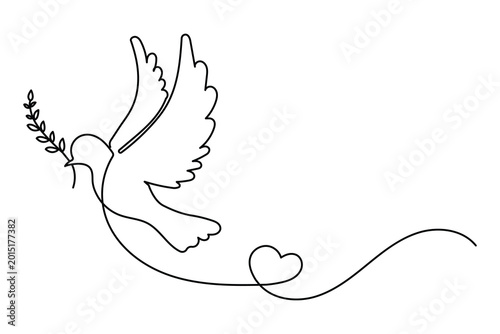 Flying bird continuous one line art drawing in a minimalist modern outline style
