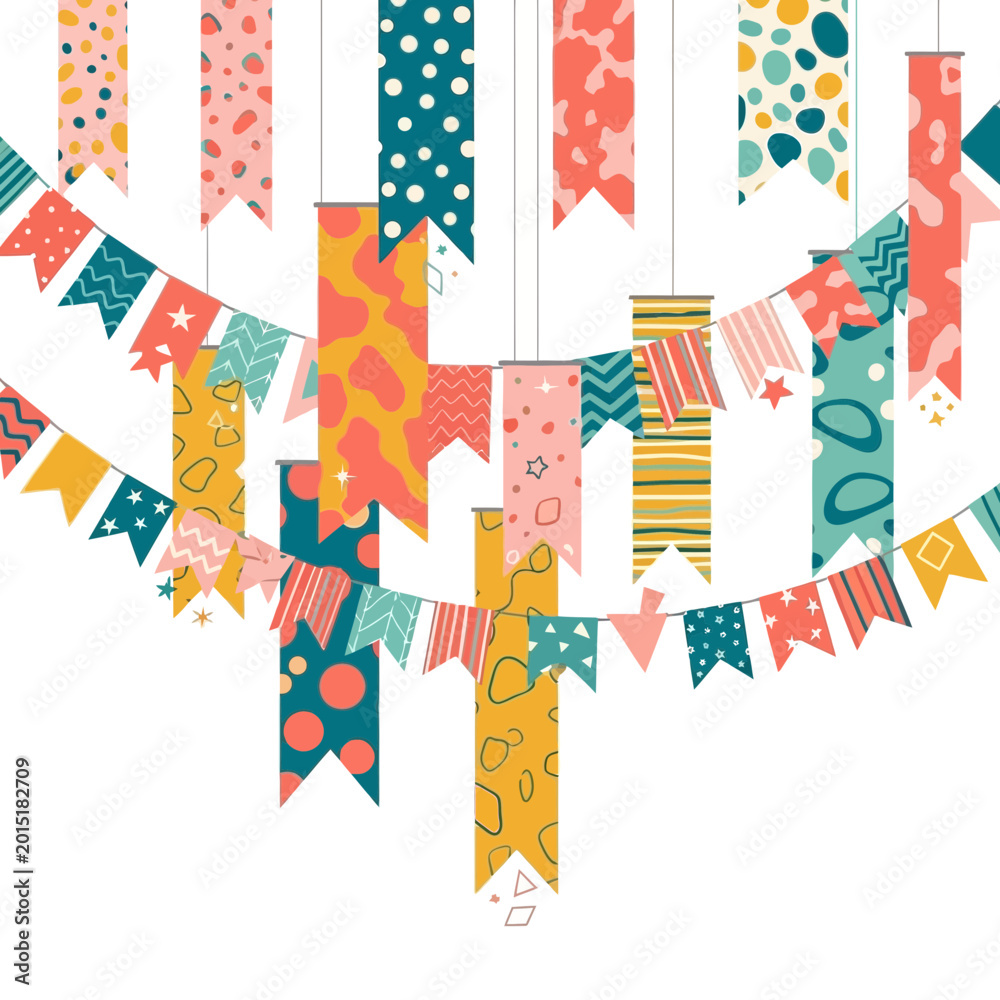 Obraz premium Colorful Decorative Banners Enhancing Festive Celebration Atmosphere