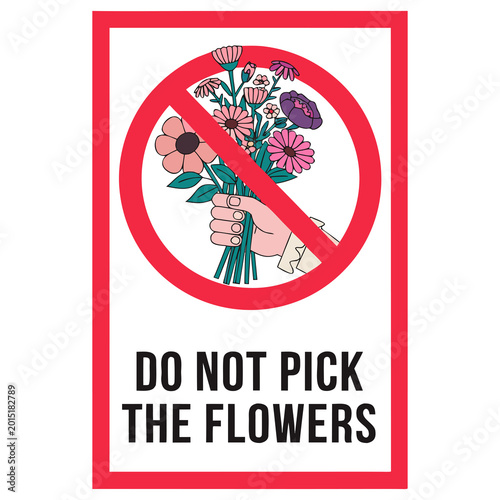 Do Not Pick the Flowers Warning Sign Vector Graphic 02