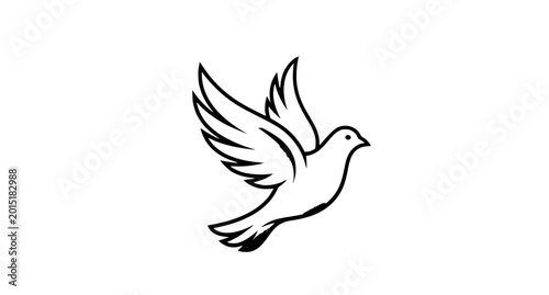 Schilderij op canvas Friendly cartoon dove vector with smiling bird character on white background