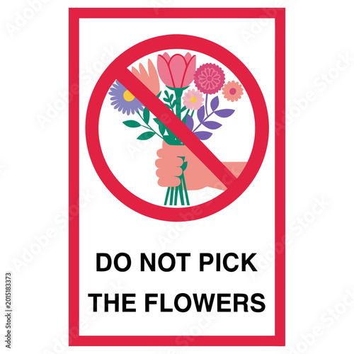 No Flower Picking Prohibition Icon for Botanical Gardens 02