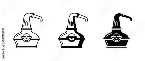 Tableau sur toile Distillery Alembic Still Icons, Alcohol Production Equipment, Vintage Beverage M