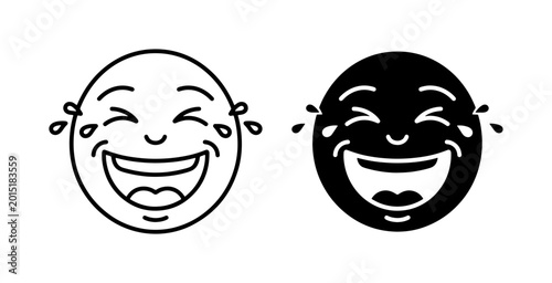 Cuadro en lienzo Laughing Face Icons, Joyful Emotion Emoticons, Happy Expression Vector Graphics,