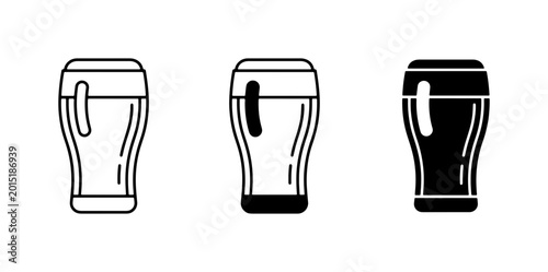 Foto Beer Glass Icons, Pint Glass Vector Set, Bar Drink Symbols