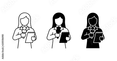 Canvastavla Journalist Icon Set, News Reporter Vector Graphics, Media Professional Symbols,