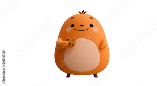 Cute orange cartoon character holding a cookie