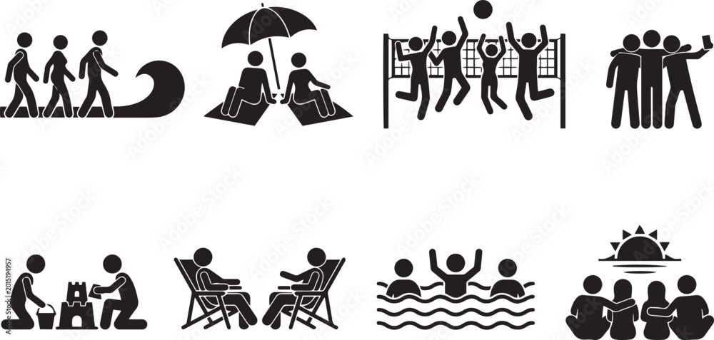 Fototapeta premium People Beach Summer Activity Icons