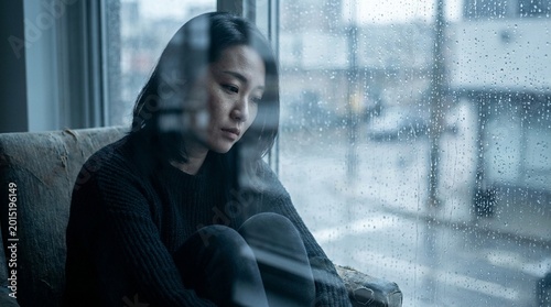 Woman Serenity Window Gazing