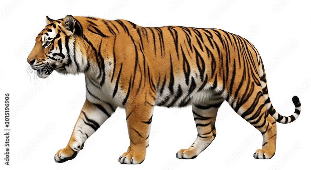 Obraz premium Majestic tiger walking in profile view.