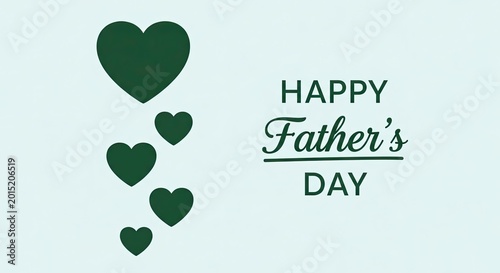 Happy fathers day green hearts greeting card