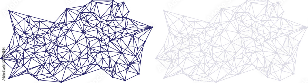 Obraz premium Blue Geometric Mesh Network Structure isolated on white background