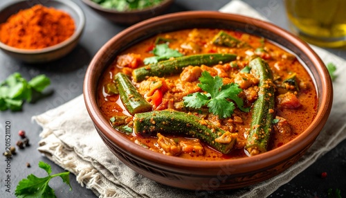 Indisches Bhindi Masala mit Okra und Curry