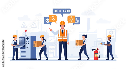 Cuadro en lienzo Industrial Safety Leader Supervising Factory Workers in a Modern Plant