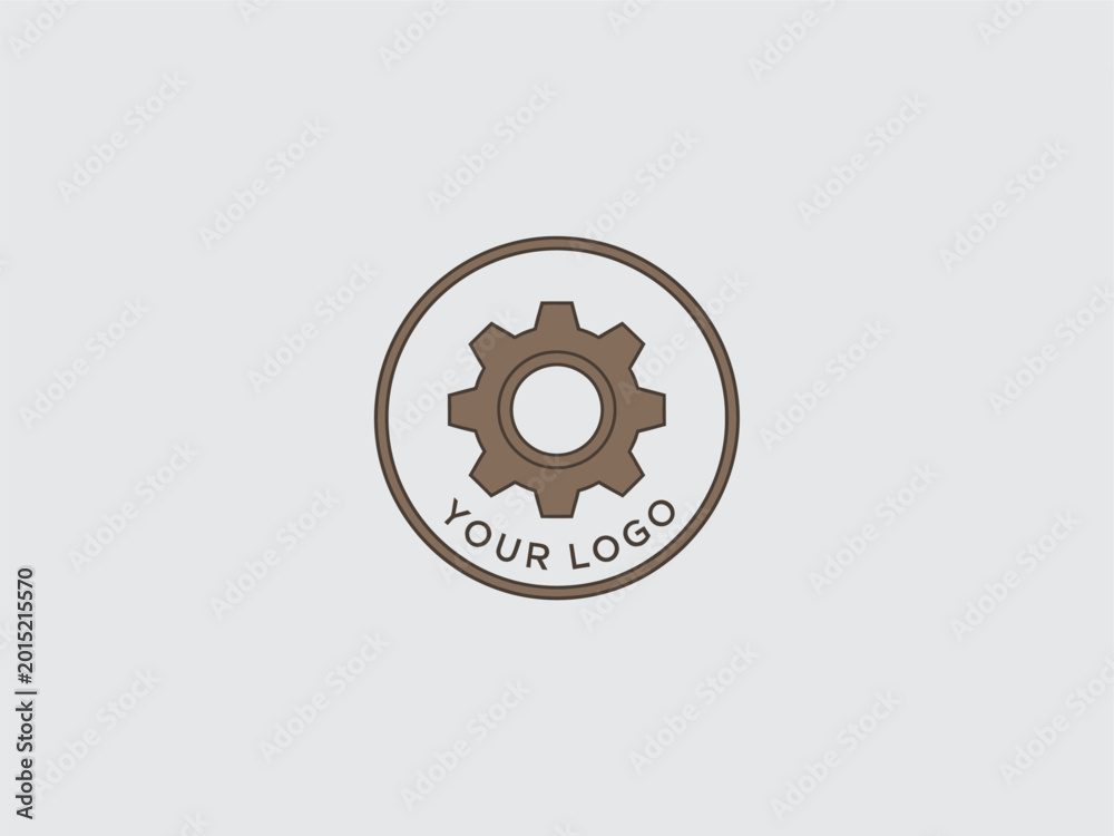 © Wawan - Brown Gear Icon with Custom Logo Space.