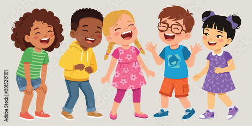 Study Kids Reading Books Vector Illustration Set