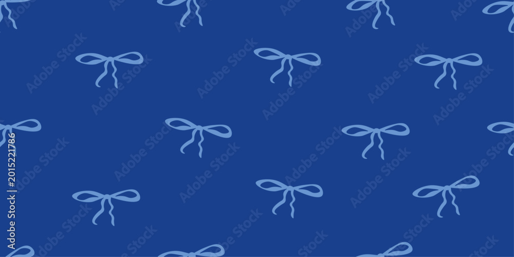 Fototapeta premium Elegant seamless pattern with small bows on blue background. Perfect for textile, packaging, wrapping paper, branding, wallpaper and feminine design projects.