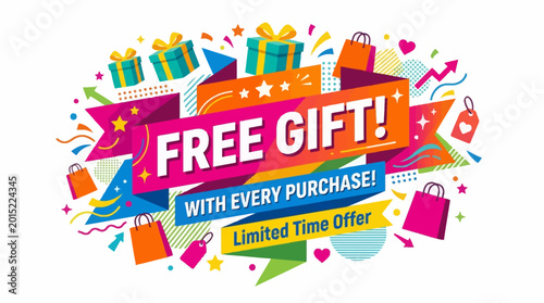 Free Gift Shopping Promotion Sign.