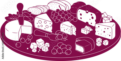 Photos Charcuterie board cheese platter with meat grapes olives bread spread luxury food gourmet appetizer picnic deli