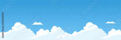 Tableau sur toile Pixel art sky with white clouds