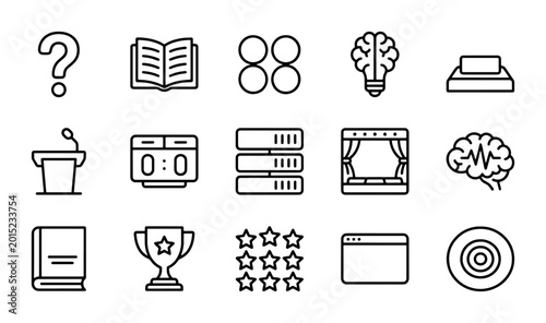 Business Icons Set, Vector Graphics for Presentations, Education, Technology, and Strategy Concepts
