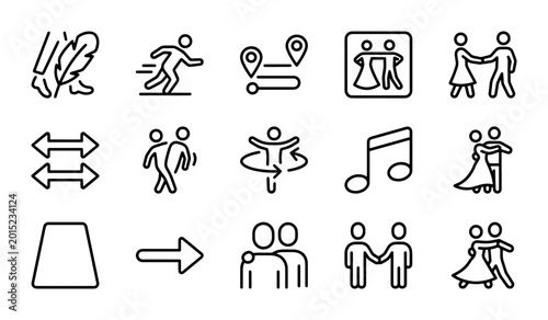 Photos Dance Icons Vector Set: Couples, Music, Movement, and Friendship Graphics