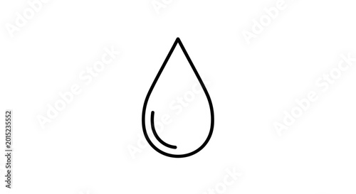 Water Drop Icon, Simple Line Art, Black Outline, Minimalist Design, Vector Graphic