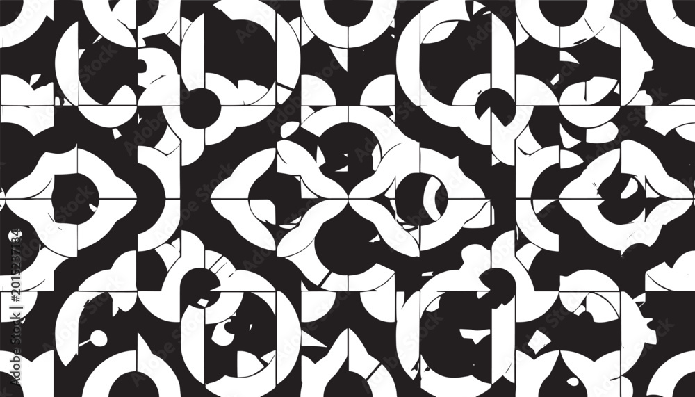 Fototapeta premium Seamless Abstract Geometric Pattern with Interlocking Circular Shapes